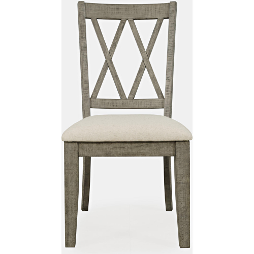 Telluride Dining Chair in Driftwood Grey & Neutral Fabric (Set of 2)